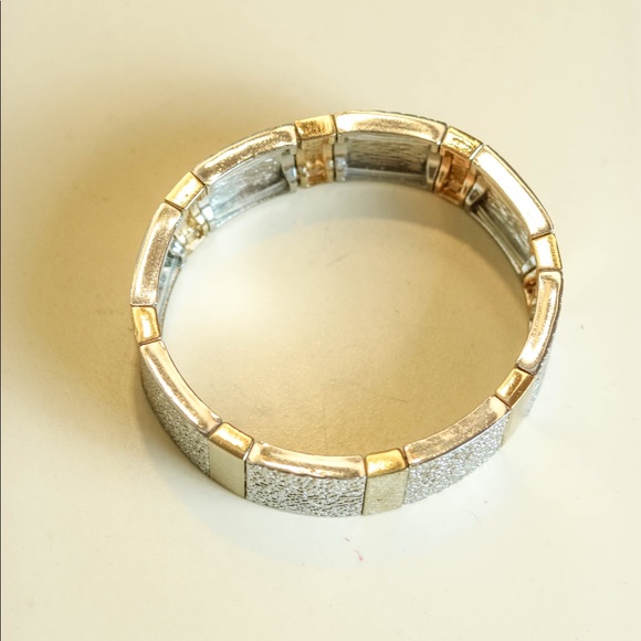 Gold & Silver Stretchy block bracelet - Picture 3 of 3